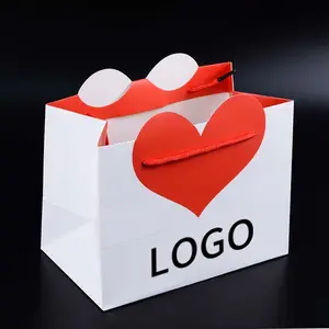 Fashion High Quality Custom Heart Shape Paper Bag Cheap Party Luxury Wedding Paper Gift Bag