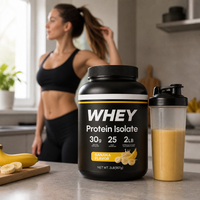 Poudre de protéines de lactosérum à marque privée, saveur banane, complément nutritionnel sportif pour la prise de masse musculaire, OEM ODM, vente en gros