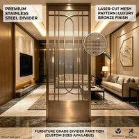Paravent d'intérieur/extérieur en acier inoxydable doré PVD de luxe, découpé au laser, style Art Déco, panneau géométrique en treillis