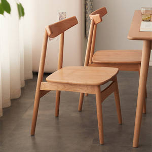 Silla de comedor de madera maciza de cerezo nórdico de estilo coreano, silla de comedor estable de diseño moderno minimalista para uso doméstico y en restaurantes - Product Image 1
