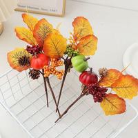 Petites feuilles d'érable, citrouilles, roses artificielles pour Halloween, bouquet en gros, arrangement décoratif pour mariage