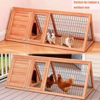 Poulailler en bois de haute qualité avec grillage métallique, portable, léger, compact, pour l'intérieur et l'extérieur, pour volailles, poules et lapins