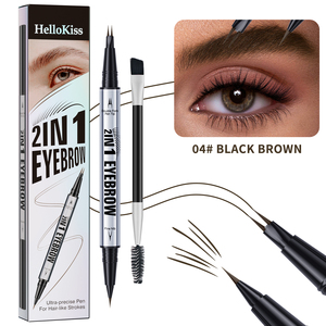 Stylo à sourcils à 2 pointes fourchues Stylo à sourcils à deux extrémités avec <span class=keywords><strong>pinceau</strong></span> Définition précise Crayon à sourcils <span class=keywords><strong>magique</strong></span> Microblading - Product Image 2
