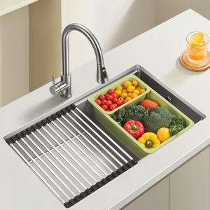 Évier de cuisine domestique à usage résidentiel en acier inoxydable 304 nano-épaissi, grande cuve unique, robuste et durable - Product Image 1