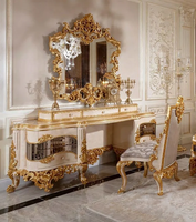 Meubles de chambre à coucher anciens français haut de gamme, design sculpté en bois massif, lit classique de style Louvre, ensemble de lit king size