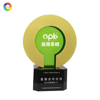 Ballon de cristal vert en métal acrylique, remise de diplôme et remise de prix, trophée en métal, trophée d'entreprise personnalisé, vente en gros