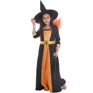 Vestito scintillante della <span class=keywords><strong>ragazza</strong></span> della strega del Costume della strega della <span class=keywords><strong>ragazza</strong></span> di <span class=keywords><strong>Halloween</strong></span> con la scena festiva della zucca - Product Image 4