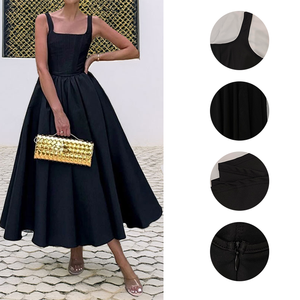 Abiti Vintage Francesi all'Ingrosso per <span class=keywords><strong>Donne</strong></span>, Elegante <span class=keywords><strong>Vestito</strong></span> a Vita Alta con Orlo Svasato, Abiti Casual da Donna - Product Image 3