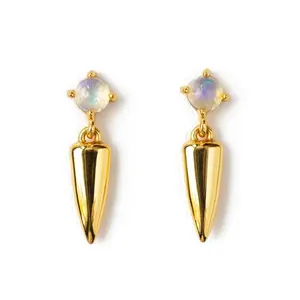New design 18k gold 925 sterling silver high quality charm opal drop tribal earrings
