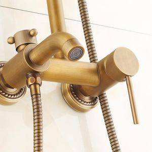 Ensemble de douche de salle de bain en laiton poli moderne de luxe avec poignée unique thermostatique, jet de pluie et barre coulissante - Product Image 3
