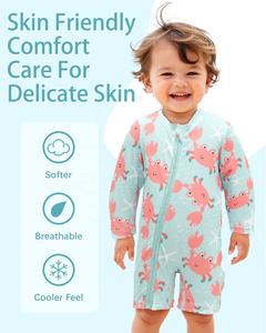 ALVABABY, traje de baño de manga larga para bebé, <span class=keywords><strong>moda</strong></span> de una pieza, traje de baño de punto con cremallera, traje de baño de dibujos animados para bebés y niños pequeños - Product Image 5