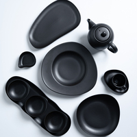 Assiette creuse en porcelaine fine noire mate P&T, assiette à pâtes moderne, passe au lave-vaisselle, logo personnalisé, vente en gros pour restaurants et hôtels