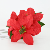 Fleurs de Poinsettia Artificielles Longue Durée 24cm Rouge Décoration de Noël pour Centre de Table Maison Fête Hivernale Décoration d'Hiver
