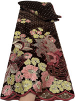 Tissu en dentelle de velours perlé de luxe NI.AI, dentelle nigériane pour robes de soirée et de mariage africaines