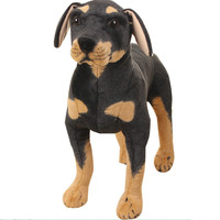 Peluche réaliste de chien Rottweiler noir debout, jouet en peluche animal simulé avec pattes pour compagnie ou décoration intérieure
