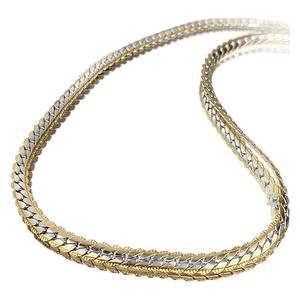 Cadena cubana en relieve de dos tonos, oro y plata, de acero inoxidable, plana, tipo espiga, cadena de eslabones, collar. - Product Image 6