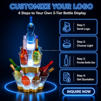 Seau à glace lumineux à LED à 3 niveaux en plastique pour la présentation de bouteilles VIP, idéal pour les soirées et les fêtes en boîte de nuit