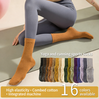 Nouvelles chaussettes de yoga et de pilates pour femmes, style Lulu, printemps-été, en coton, mi-mollet, professionnelles, antidérapantes, personnalisables