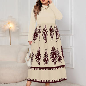 Yeni siyah baskılı uzun elbise, avrupa ve amerikan artı boyutu gevşek uzun kollu elbise - Product Image 5