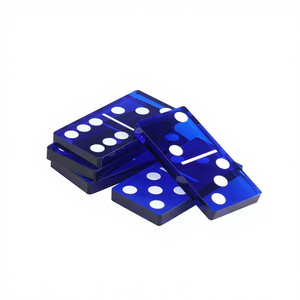 Tuiles de dominos en acrylique translucide Matador Blue Double 6 avec points blancs, dominos et jeux pour le divertissement - Product Image 1