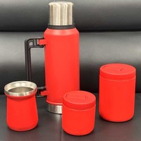 Thermos isotherme portable en acier inoxydable à double paroi, grande capacité, anti-fuite, écologique, personnalisable, ensemble de 4 pièces, 6-12 heures