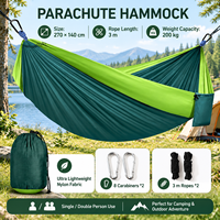 Hamac de camping ultraléger en nylon parachute, color block, durable, simple ou double, directement de l'usine, pour la randonnée, le trekking, l'extérieur et le jardin