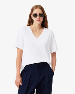 Summer Casual Women's <b>White</b> V-Neck T-Shirt - Soft Breathable Short Sleeve <b>Tee</b> for Daily - Product Image 2