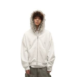 Sudadera con Capucha Unisex Blanca para Invierno, Tejido de Polialgodón de Calidad, Sudadera Suave y Cálida con Capucha de Piel - Product Image 1