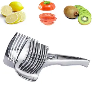 304 Stainless Steel Tomato Lemon Slicer Holder Round Fruits Onion Shreader Cutter