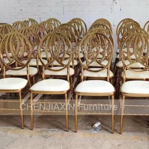 Fábrica al por mayor apilable de lujo Hotel muebles de exterior de metal dorado nupcial boda fiesta banquetes mesas y sillas para eventos - Product Image 5