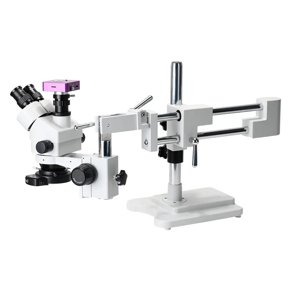 Hot sale Broad-Arm Stereo Zoom Trinocular Stereo Microscope with 51MP HD Electron Microscope Industrial Camera 144 Led Light