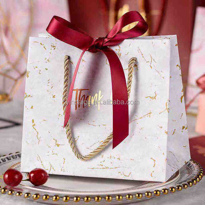 Luxury Pink Recyclable Paper Gift Shopping Bags With Ribbon Custom Logo ...