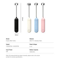 Mousseur à lait nano sans fil rechargeable portable 1600 mAh, puissant, avec fouet en acier inoxydable détachable
