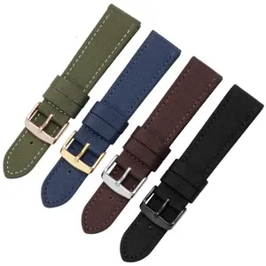 Cinturino per orologio in pelle di tela nera marrone blu verde militare 18 19 20 21 22 23 24 mm cinturino per orologio in nylon per orologio seiko