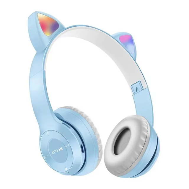 Hot Sales P47 LED Light up Cute Cat Ear Gaming Headset BT5.0 Waterproof Foldable Headset for Kids