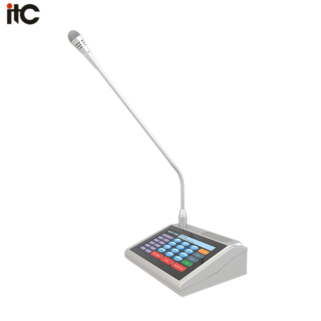 ITC IP Public Address System Network Paging Mic Intercom Paging Microphone with 7 Inch Touch Screen Multi Zone PA System Paging