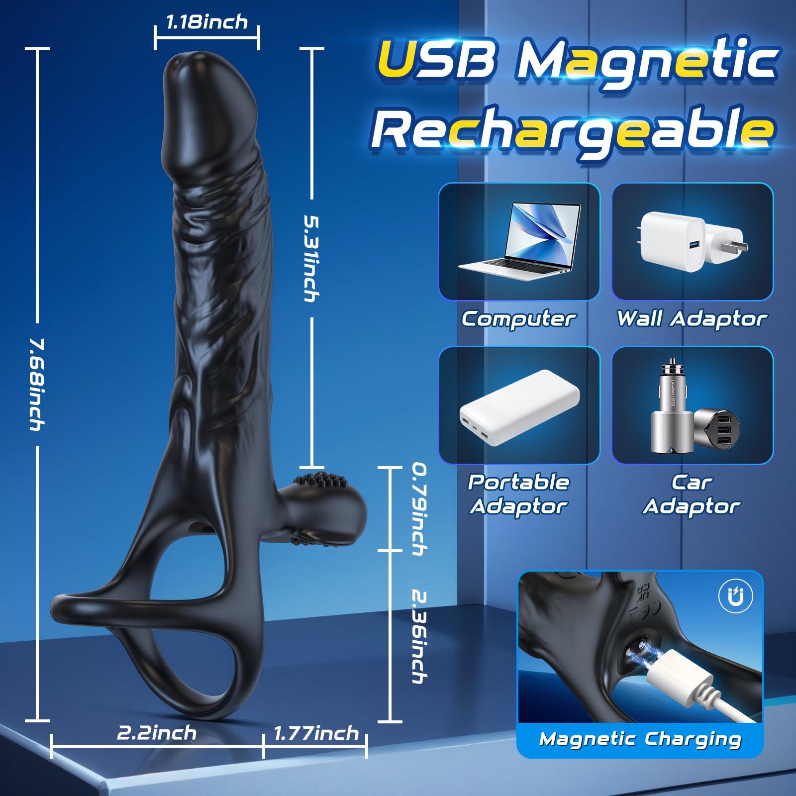 Male Strap on Cock Ring - Vibrating Dildo with APP Control Male Strap on Cock Ring - Vibrating Dildo with APP Control