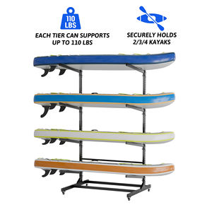 ชั้นวางของโลหะแบบมีล้อ AOBABO เป็นมิตรกับสิ่งแวดล้อม แข็งแรง ทนทาน รองรับน้ำหนักได้สูง ใช้ในโรงรถได้ วางเรือคายัคได้ สี่ชั้น - Product Image 2