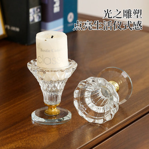 Porte-bougie en cristal, verre résistant à la chaleur, décoration d'intérieur - Product Image 4