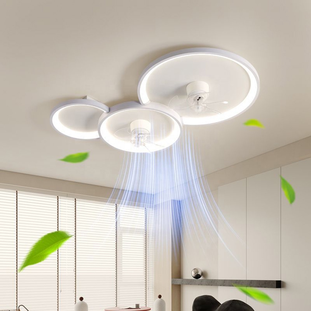 Modern Remote Control Acrylic Ceiling Fan Light with LED Wall Control Eye Protection for Bedroom Dining Living Rooms