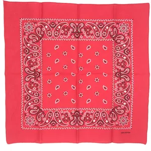 Bandana cuadrada de algodón con diseño personalizado, bandana roja estampada, venta al por mayor