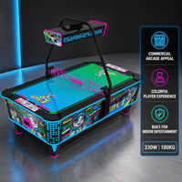 Table de jeu de hockey sur air de football à monnayeur pour 2 joueurs avec lumières LED, garantie 1 an, version anglaise, pour centre de divertissement