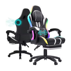 Kostenloser Versand Ergonomischer Gaming-Stuhl aus Leder mit RGB-LED-Beleuchtung, Bluetooth-Lautsprechern, Fußstütze und klappbaren Liegefunktionen - Product Image 6