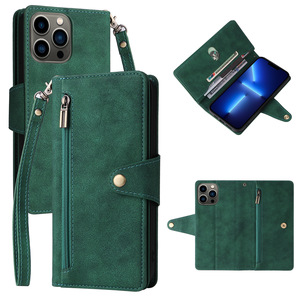 Funda tipo billetera para IPhone 16 para IPhone 17 Funda de cuero con cremallera para teléfono Funda con ranuras para tarjetas abatibles - Product Image 2