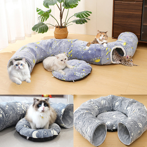 Cama plegable de lujo para gatos, cueva redonda, diseño de flores verdes, nido Rectangular para mascotas, juguete para amigos peludos - Product Image 6