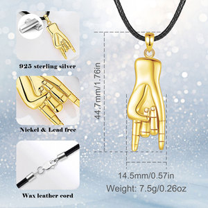 Changda S925 Mano <span class=keywords><strong>Cornuto</strong></span> Cornicello corne italienne poivre chanceux main Protection amulette bijoux italien main collier pour hommes - Product Image 6