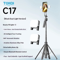 Trépied extensible en alliage d'aluminium C17 pour selfie, support de téléphone avec suivi du visage IA, prise de vue gestuelle et anti-tremblement