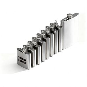 Petaca de acero inoxidable personalizada de 2, 4, 6, 8 oz para whisky y vino, portátil, de bolsillo, para exteriores, con estuche, para hombre - Product Image 1