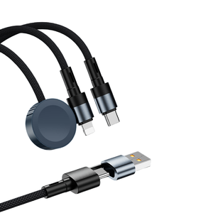<span class=keywords><strong>Cable</strong></span> de Carga Rápida de <span class=keywords><strong>2</strong></span> a 3 Dispositivos con <span class=keywords><strong>Cable</strong></span> de Datos para Reloj, 100W, USB+Tipo-C a Tipo-C+Lightning+Reloj, 1.2M, <span class=keywords><strong>Cable</strong></span> Universal - Product Image 6