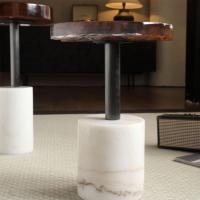 Table basse ronde moderne en époxy Mobilier design moderne Pied en pierre marbrée Ensemble de tables basses en résine pour salon